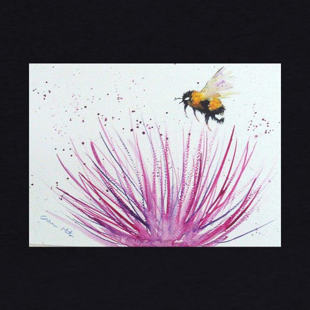 Bumble bee and Pink Flower by Casimirasquirkyart